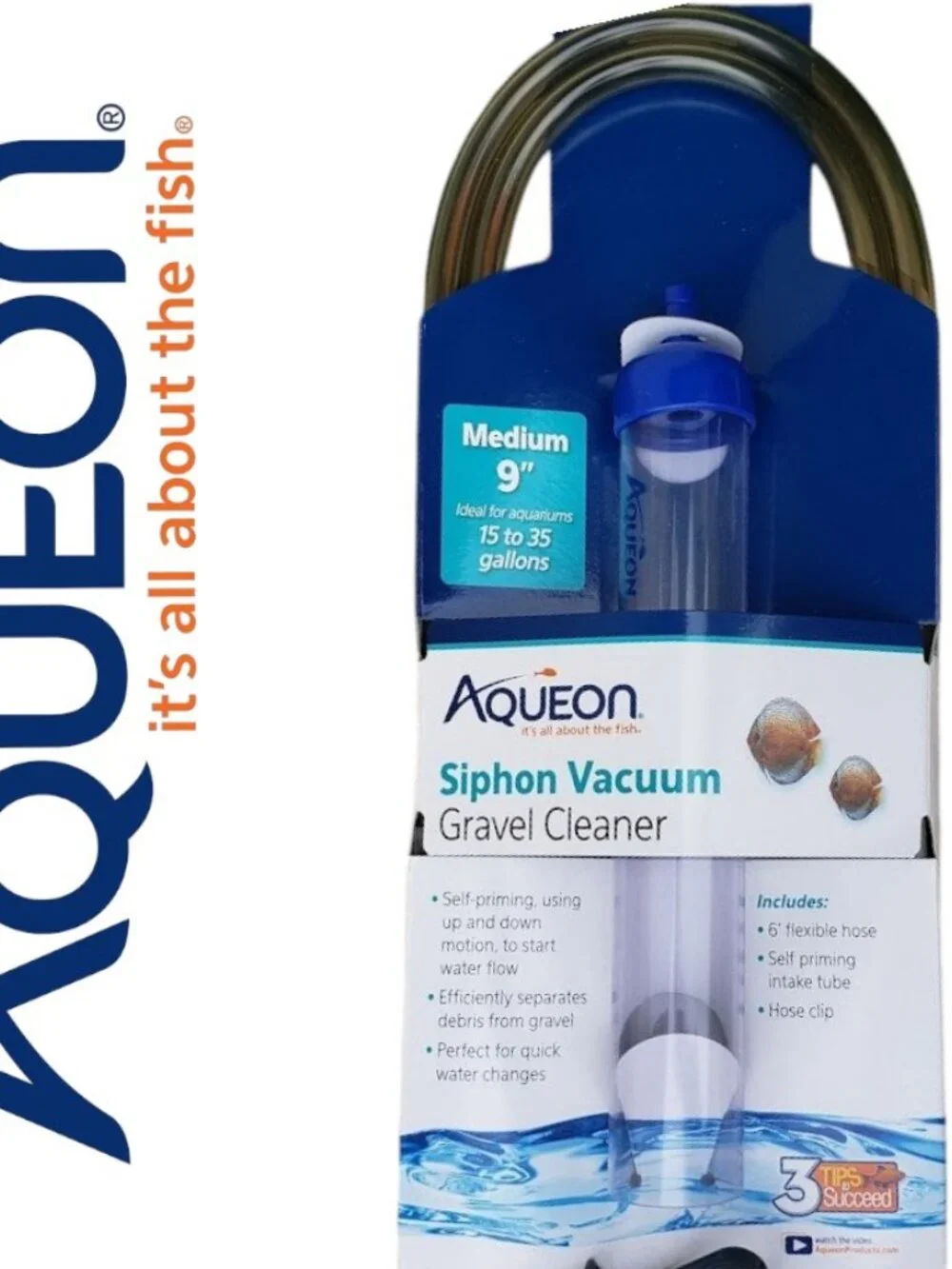 New Aqueon Aquarium Fish Tank Siphon Vacuum Gravel Cleaner Hand syphon pump hose